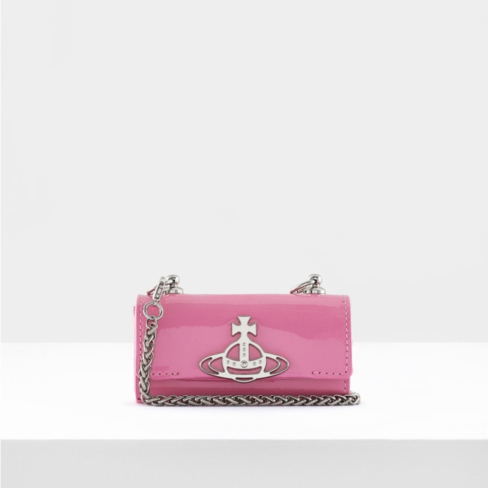 Vivienne Westwood Pink Lipstick Bag with Silver Chain